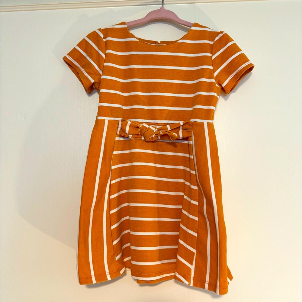 Habitual Orange Striped Dress (4T)